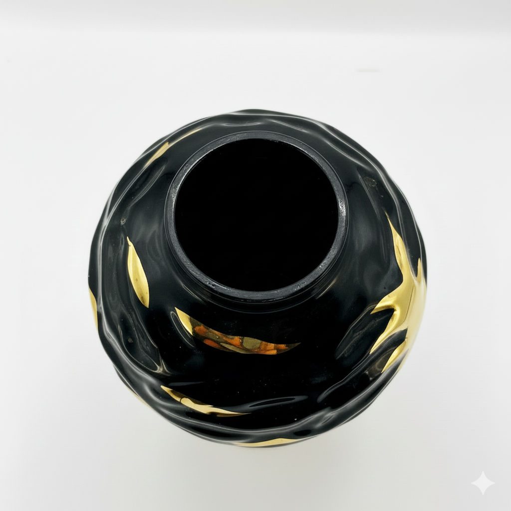 Ribbed Metallic Ceramic Candy Jar