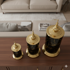 Marble Print Glass Candy Jar Set Of 3