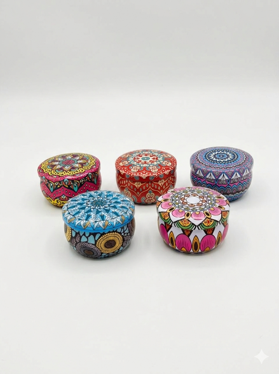 Mandala Pattern Scented Candle Small Tins
