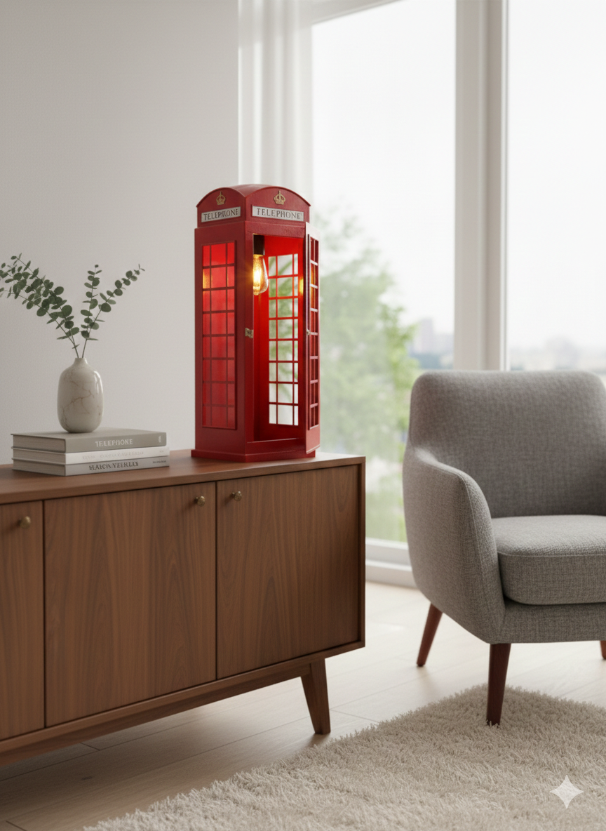 British Red Telephone Booth Lamp