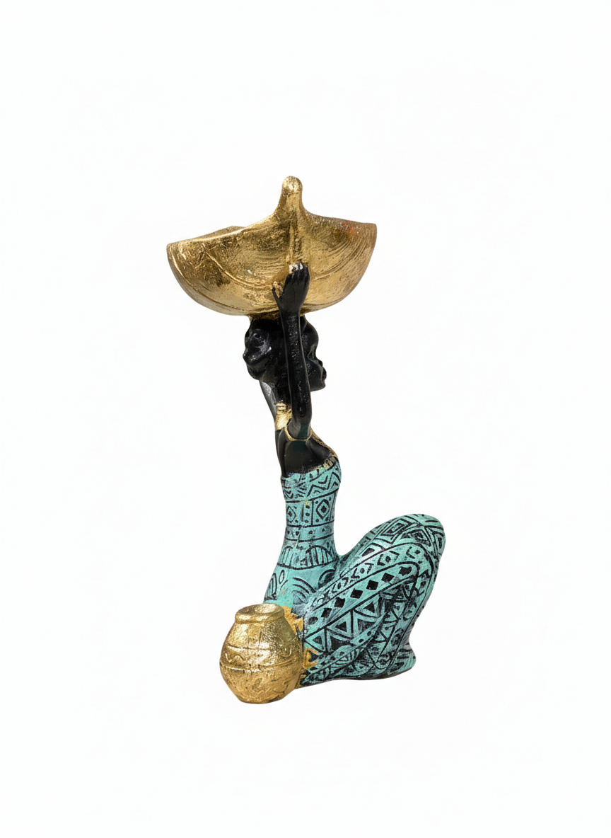 African Woman Decorative Leaf Bowl