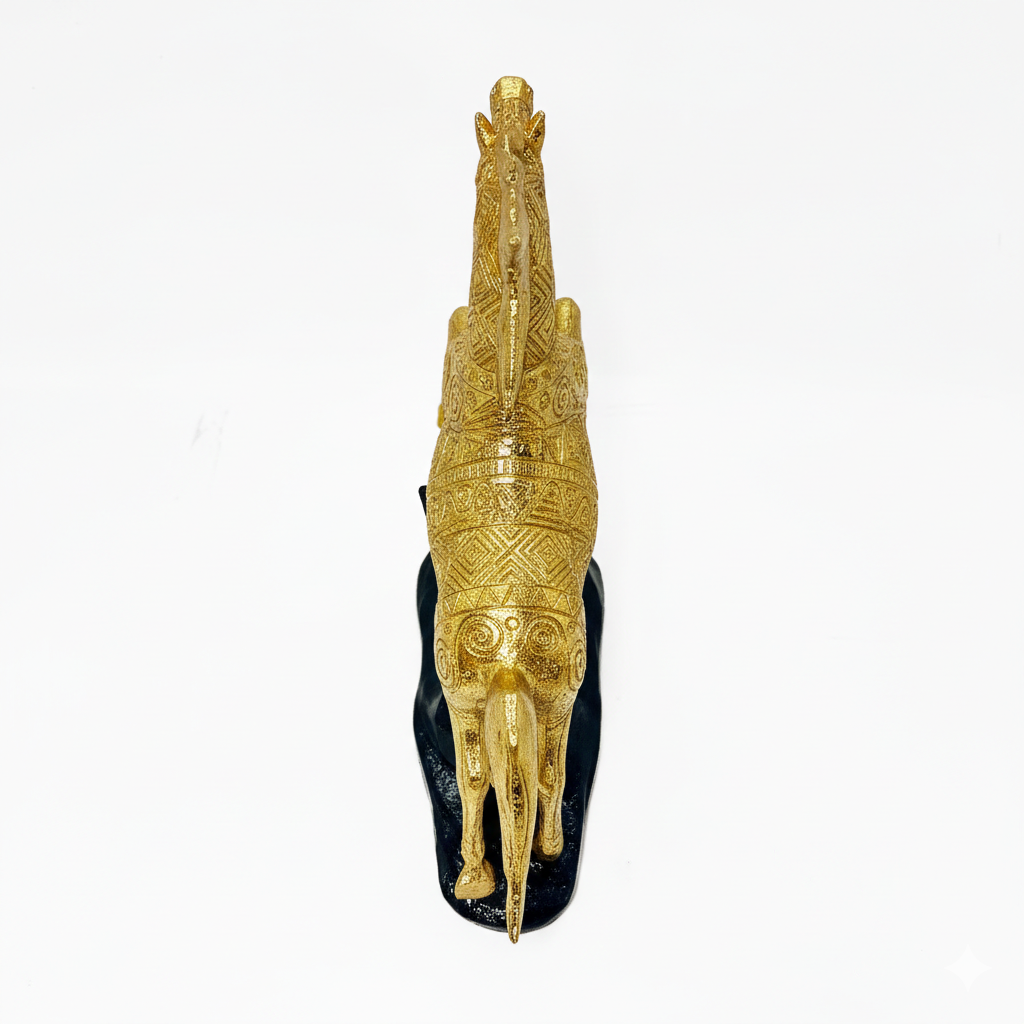 Geometric Golden Horse Sculpture