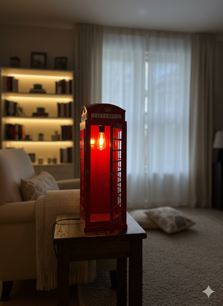 British Red Telephone Booth Lamp