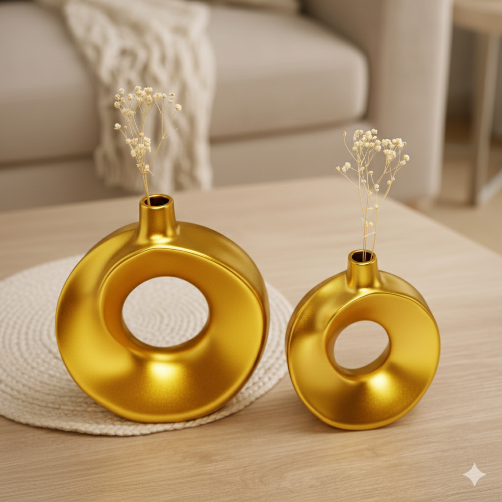 Modern Circular Donut Vases 2 pcs set
