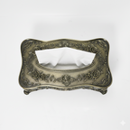 Antique Gold Floral Metal Tissue Box