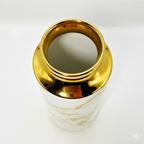 Modern Gold & White Marble-Patterned Ceramic Vase