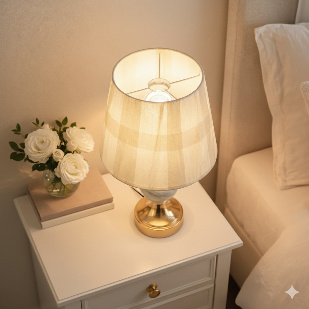 Elegant Marble & Gold Bedside Lamp