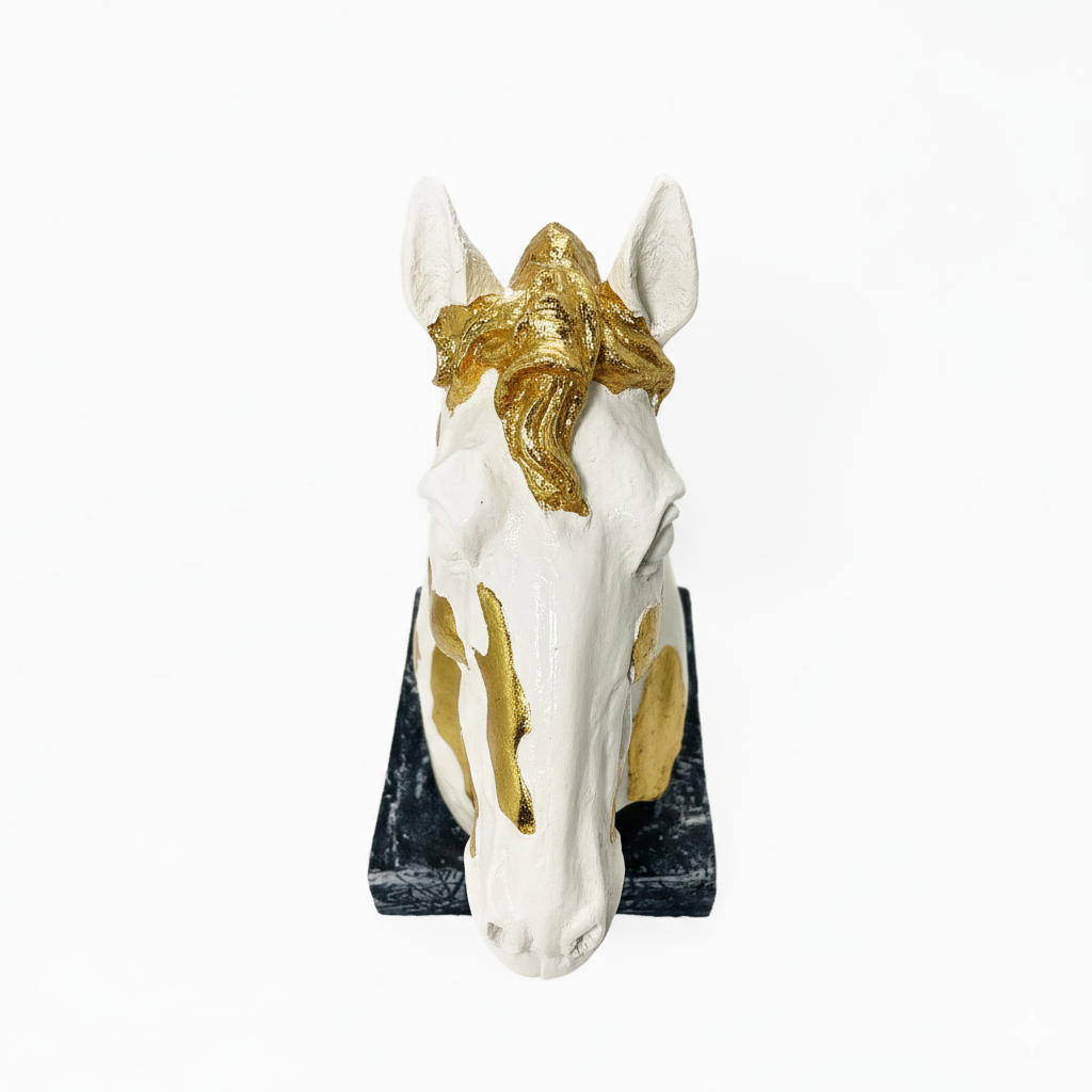 Marble-Effect Horse Head Figure