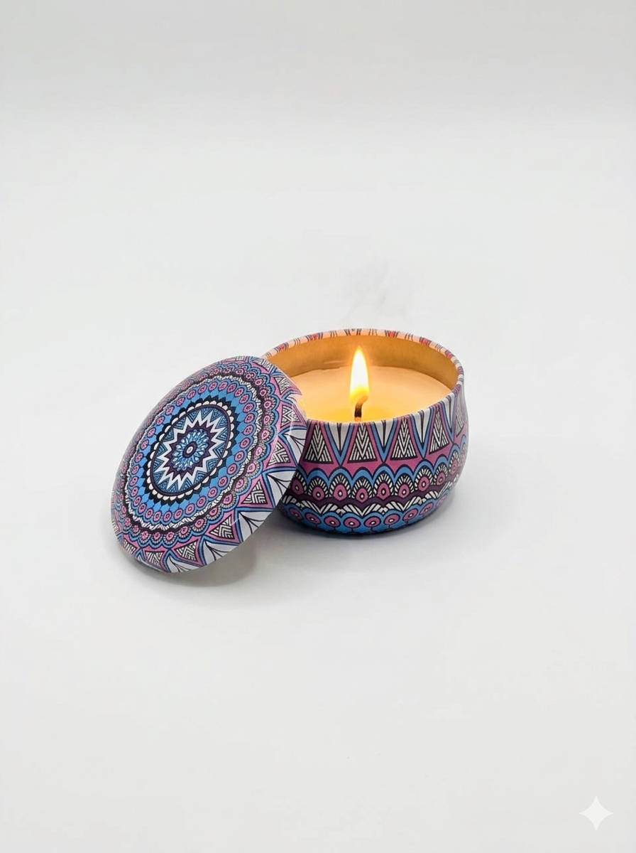 Mandala Pattern Scented Candle Small Tins