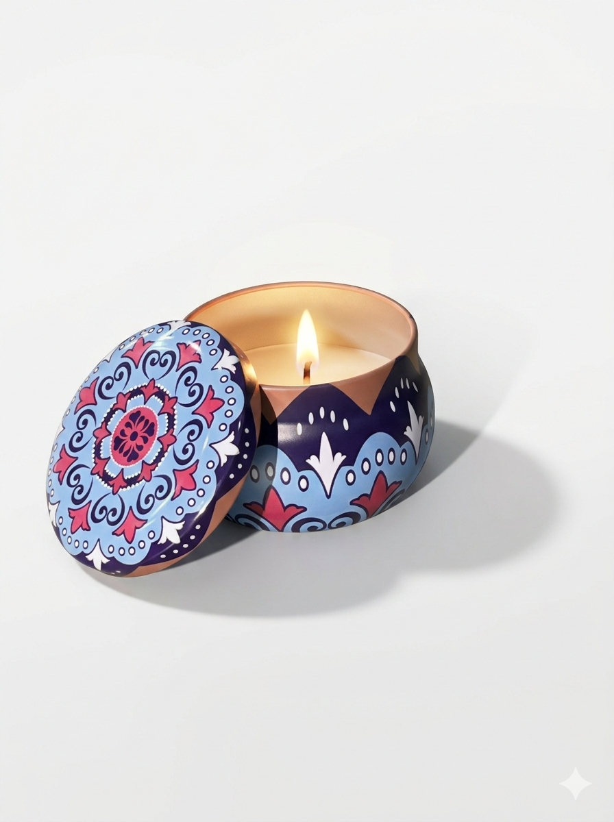 Mandala Pattern Scented Candle Large Tins