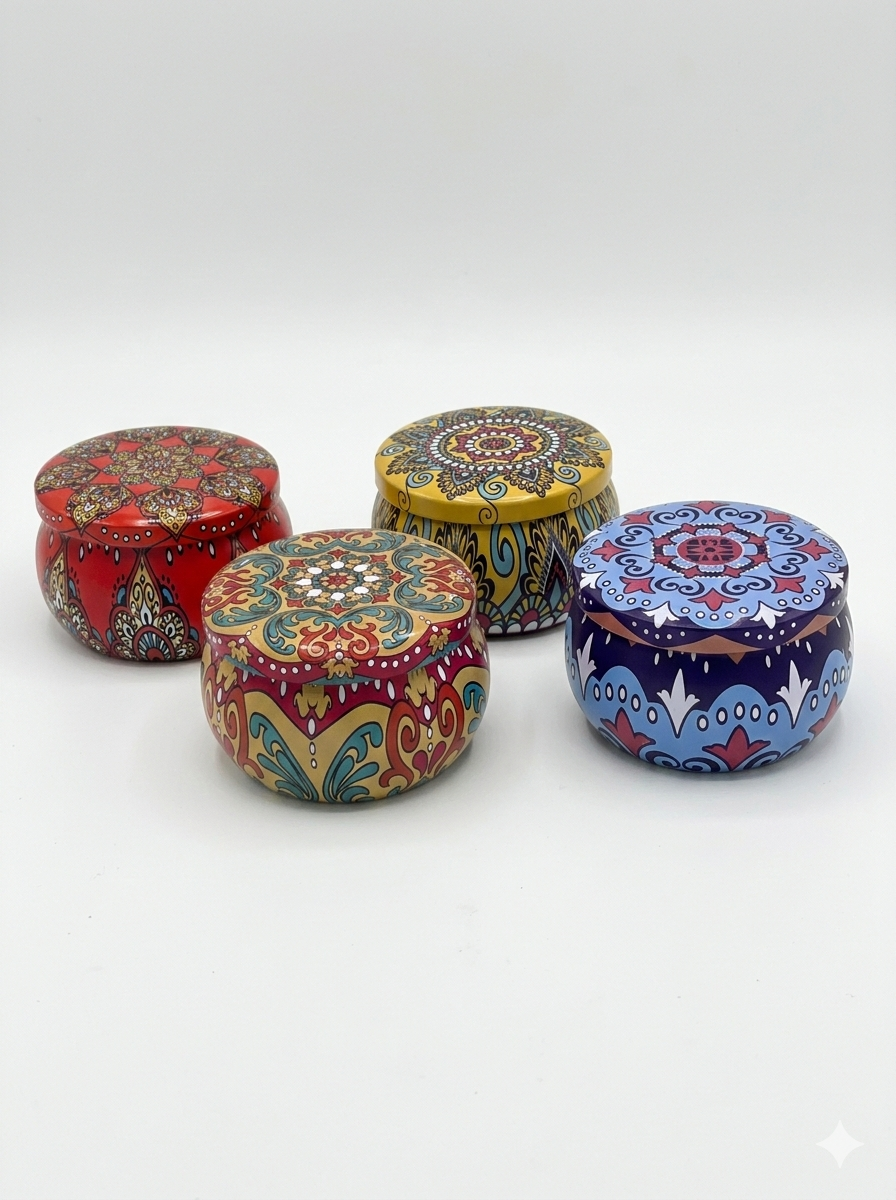 Mandala Pattern Scented Candle Large Tins