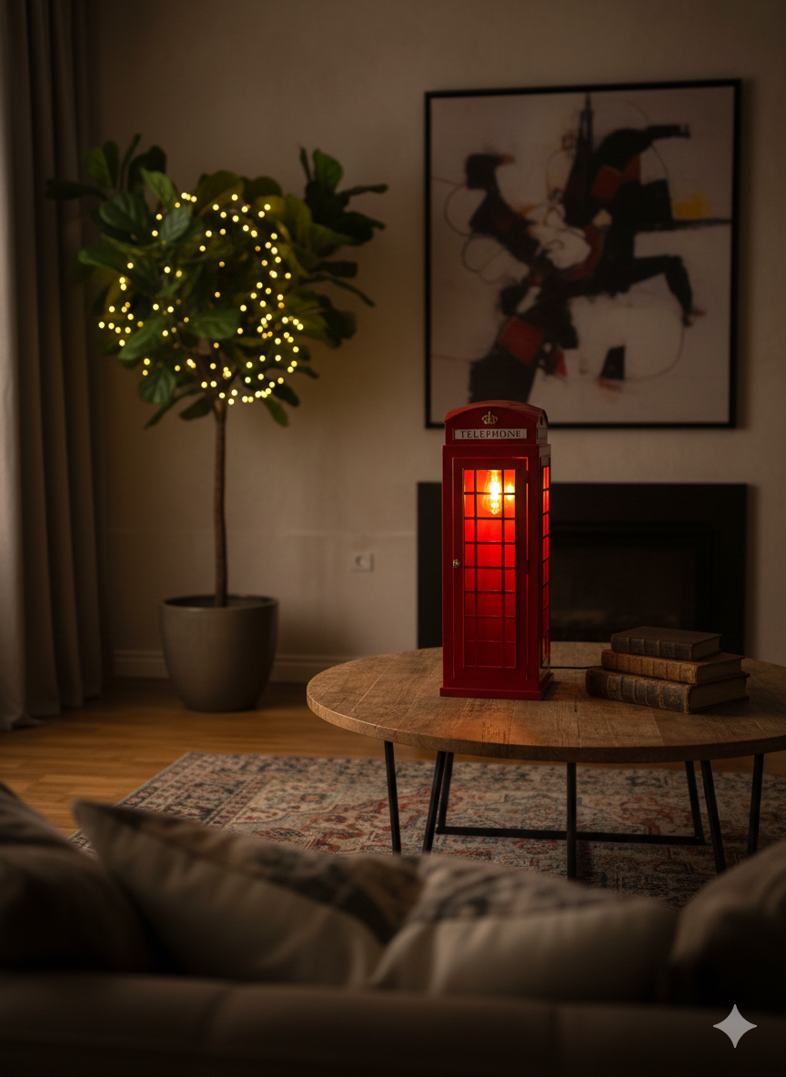 British Red Telephone Booth Lamp