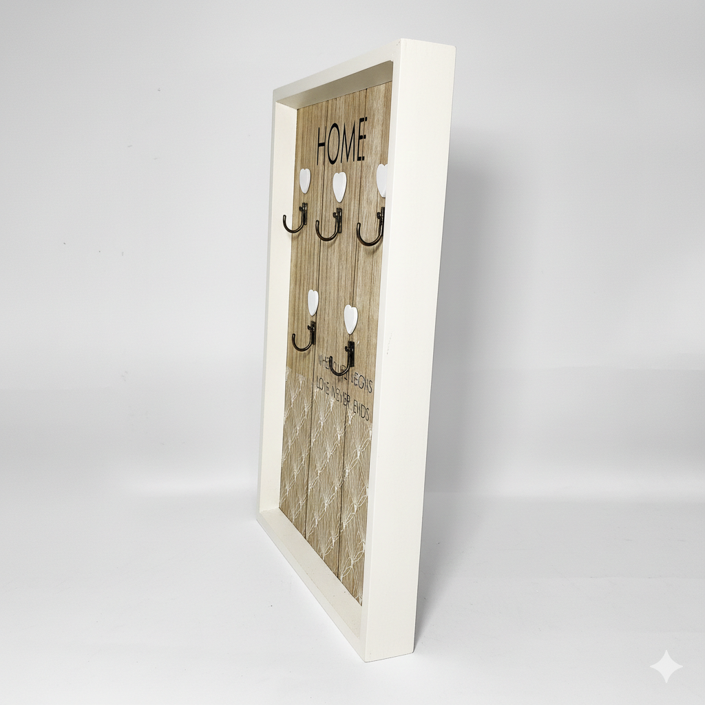 Wooden 5 Hooks Key Holder