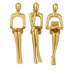 Golden Abstract Thinker Figurine Set – Modern Minimalist Sculptures (3-Piece)