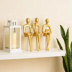 Golden Abstract Thinker Figurine Set – Modern Minimalist Sculptures (3-Piece)