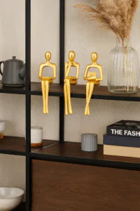 Golden Abstract Thinker Figurine Set – Modern Minimalist Sculptures (3-Piece)