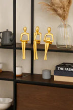Golden Abstract Thinker Figurine Set – Modern Minimalist Sculptures (3-Piece)