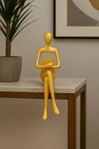 Golden Abstract Thinker Figurine Set – Modern Minimalist Sculptures (3-Piece)