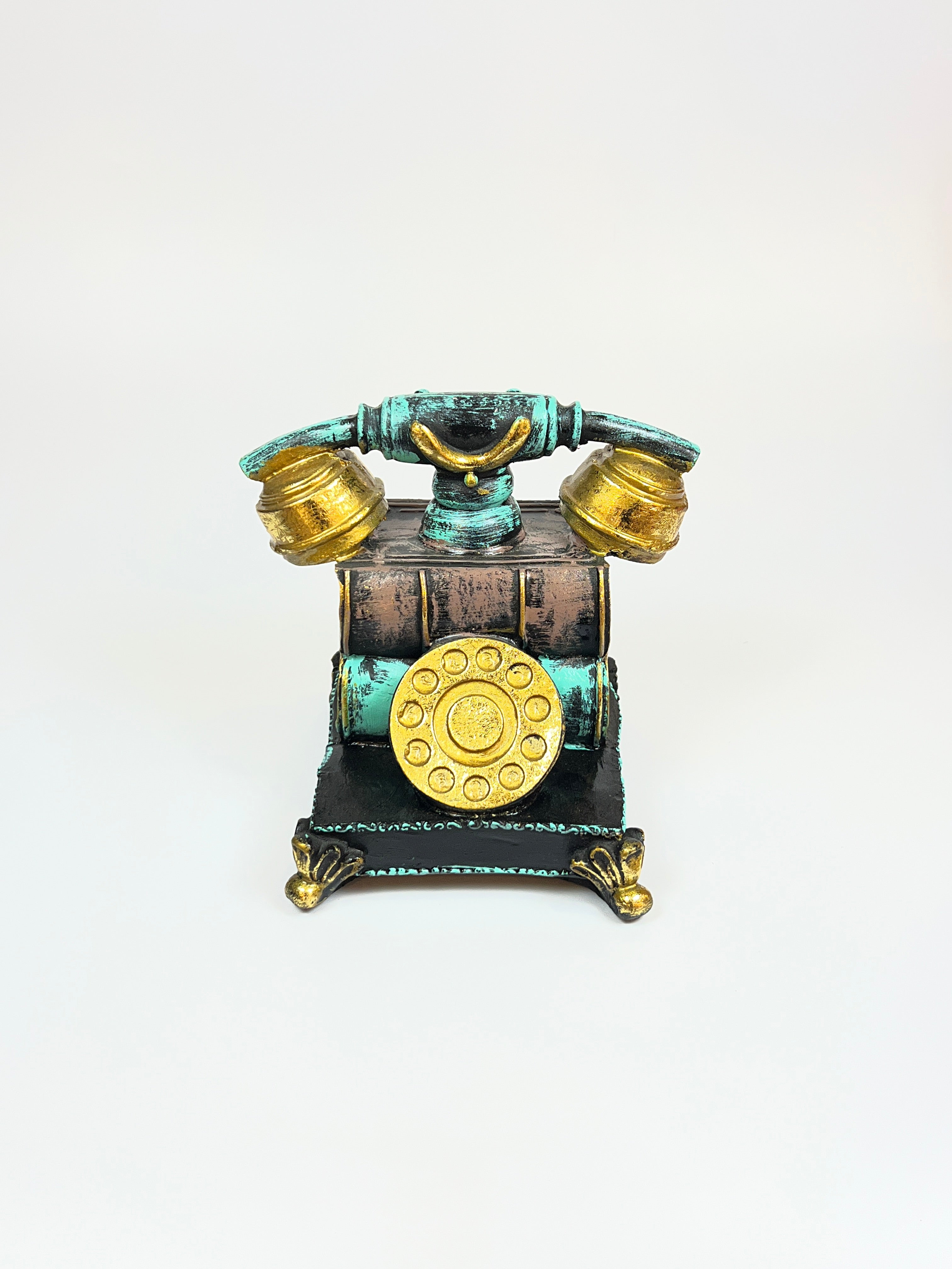 Steampunk/Vintage Rotary Phone &amp; Book Stack Decor - Fiber Art Sculpture