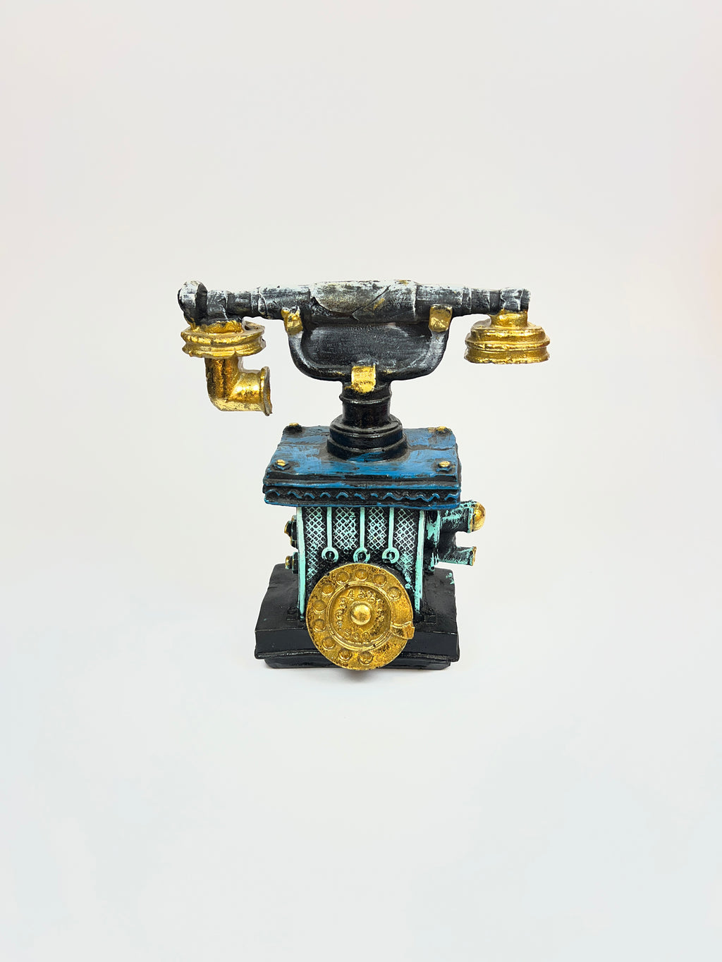 Steampunk Industrial Rotary Telephone Sculpture - Fiber Art Figurine