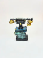 Steampunk Industrial Rotary Telephone Sculpture - Fiber Art Figurine