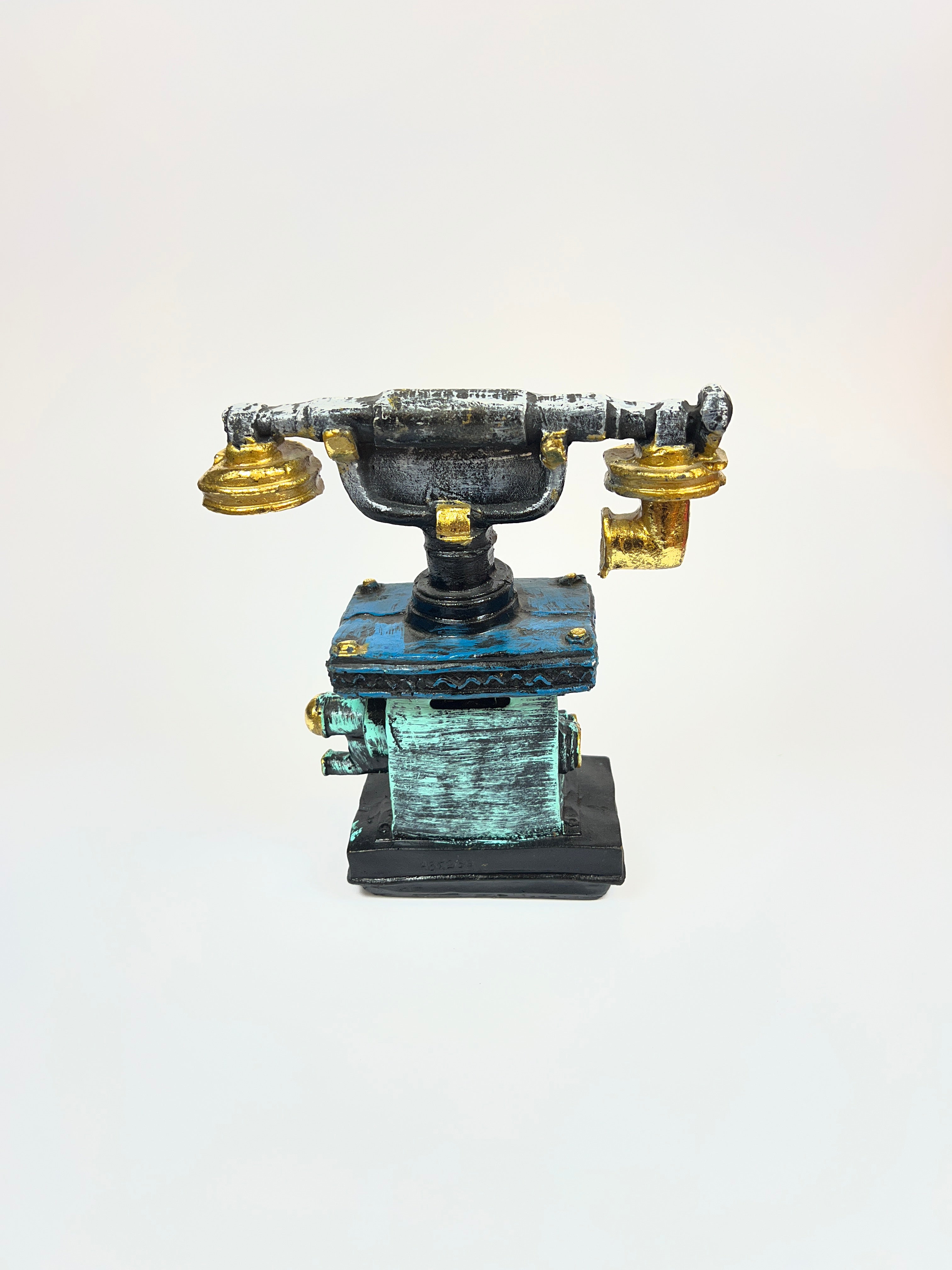 Steampunk Industrial Rotary Telephone Sculpture - Fiber Art Figurine