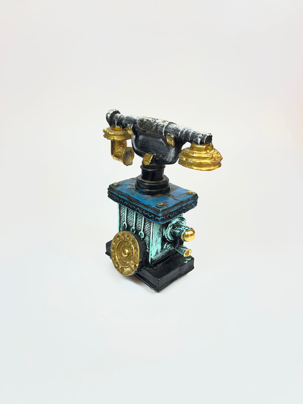 Steampunk Industrial Rotary Telephone Sculpture - Fiber Art Figurine