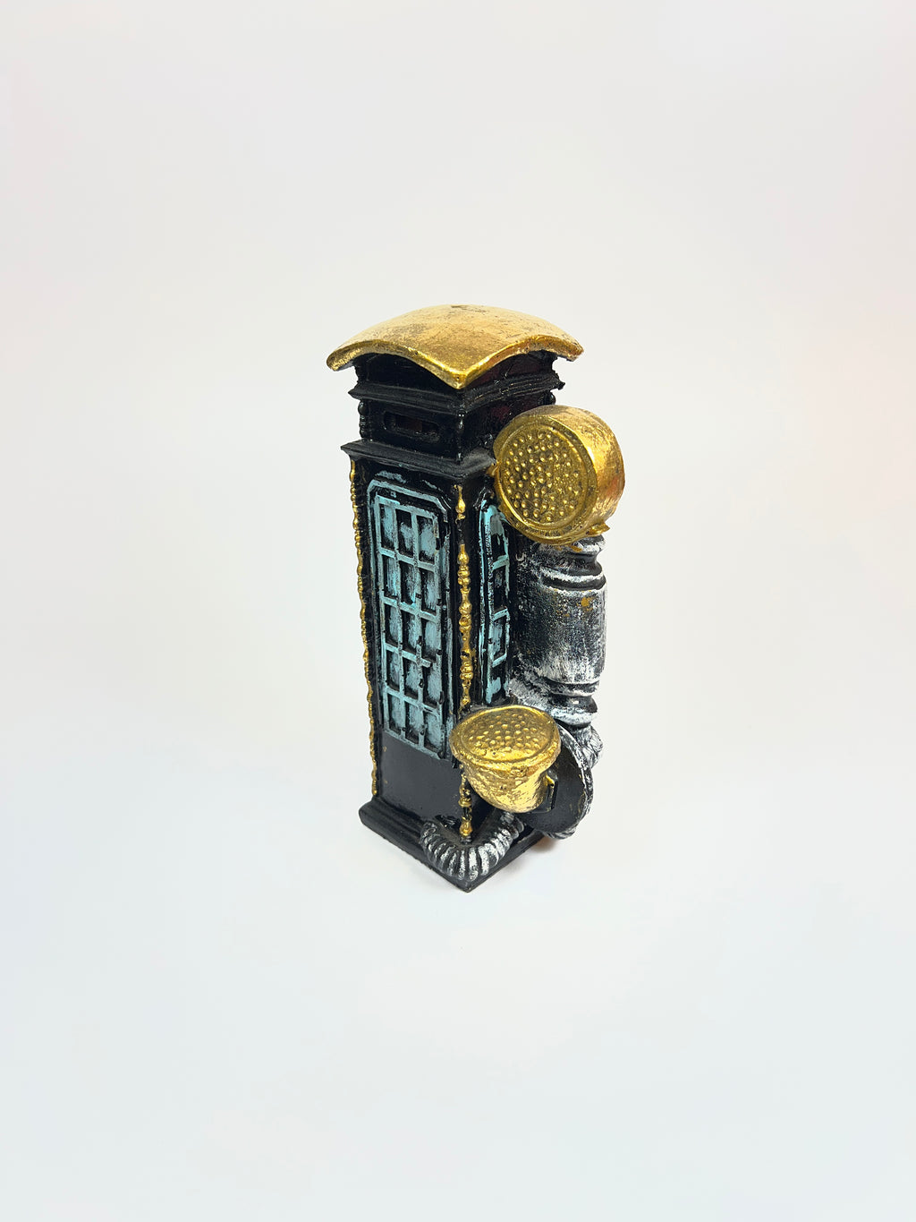 Steampunk Industrial Cradle Telephone Sculpture - Fiber Art Figurine