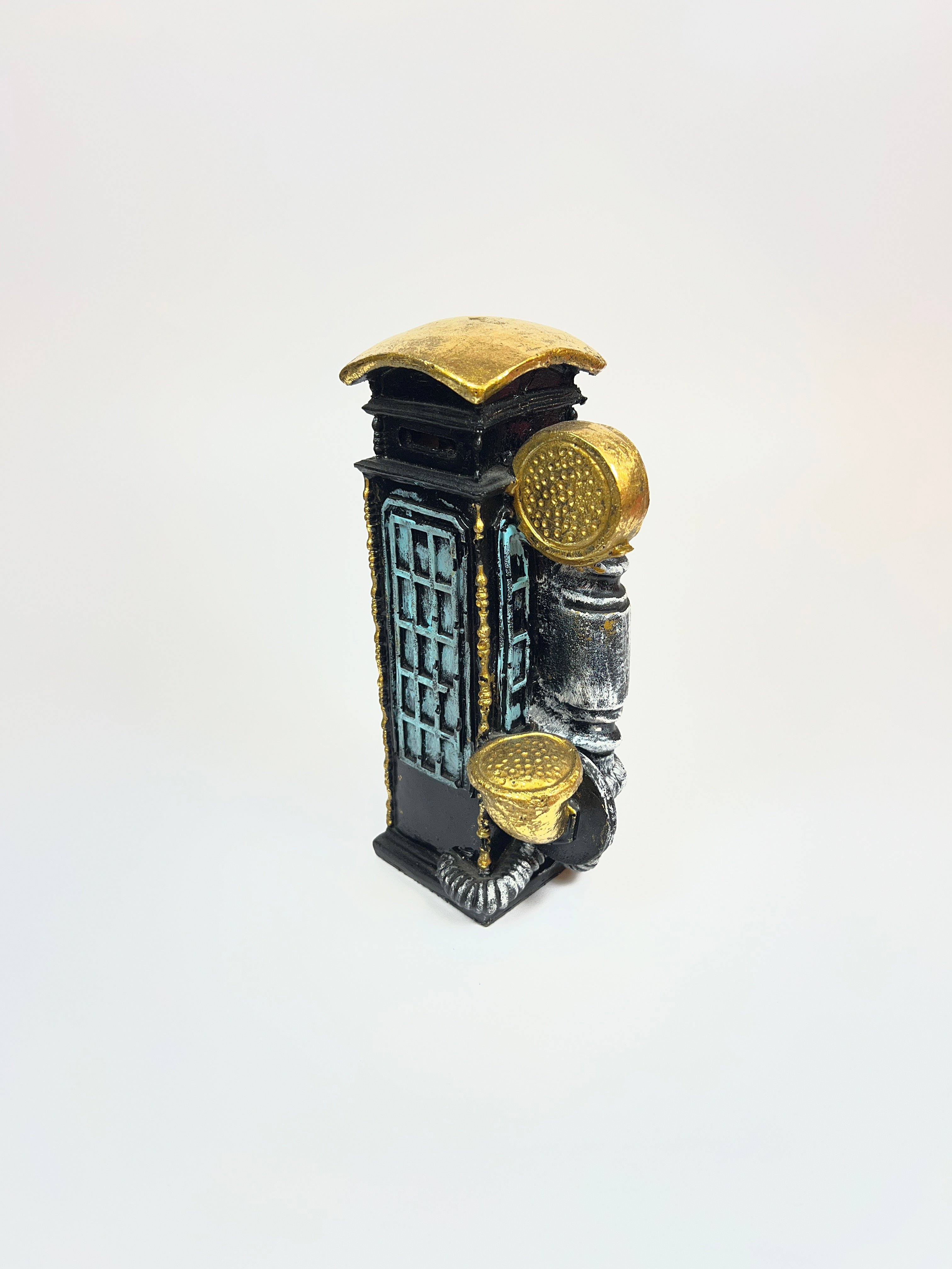 Steampunk Industrial Cradle Telephone Sculpture - Fiber Art Figurine