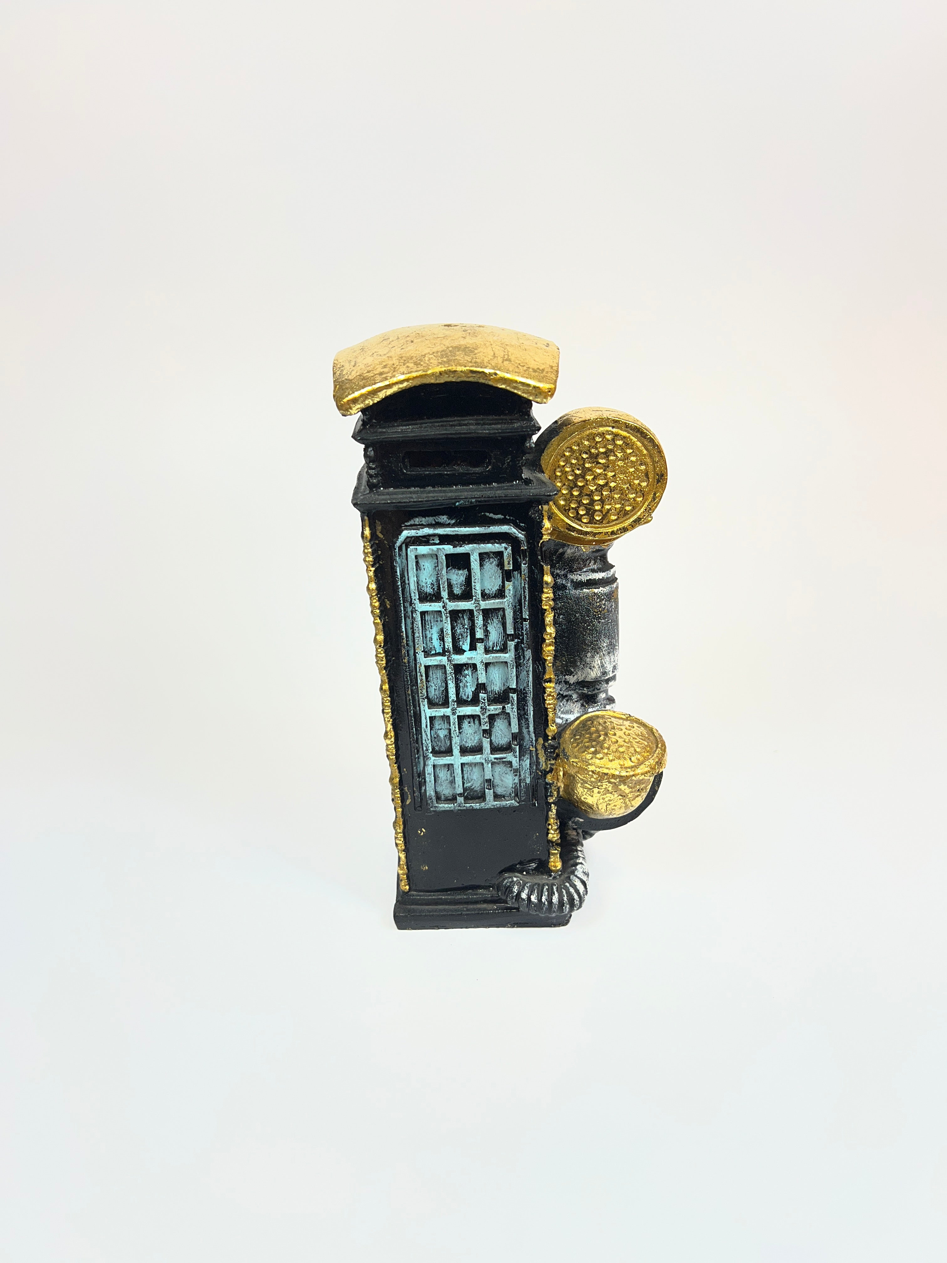 Steampunk Industrial Cradle Telephone Sculpture - Fiber Art Figurine