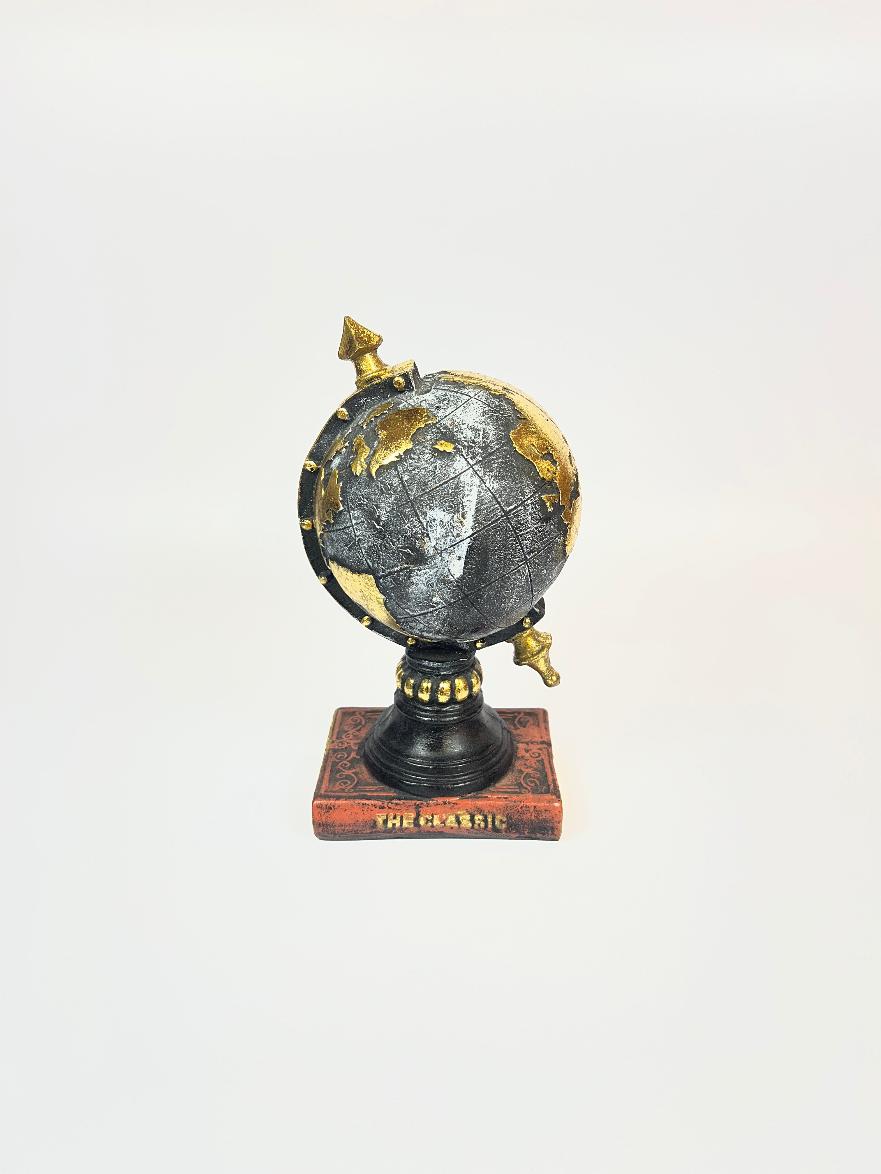 Vintage Style Miniature Globe Figurine - Decorative Fiber World Map