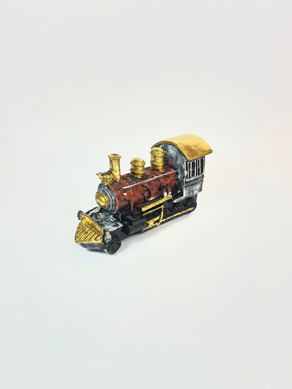 Antique Style Steam Train Figurine - Miniature Railroad Fiber Decor