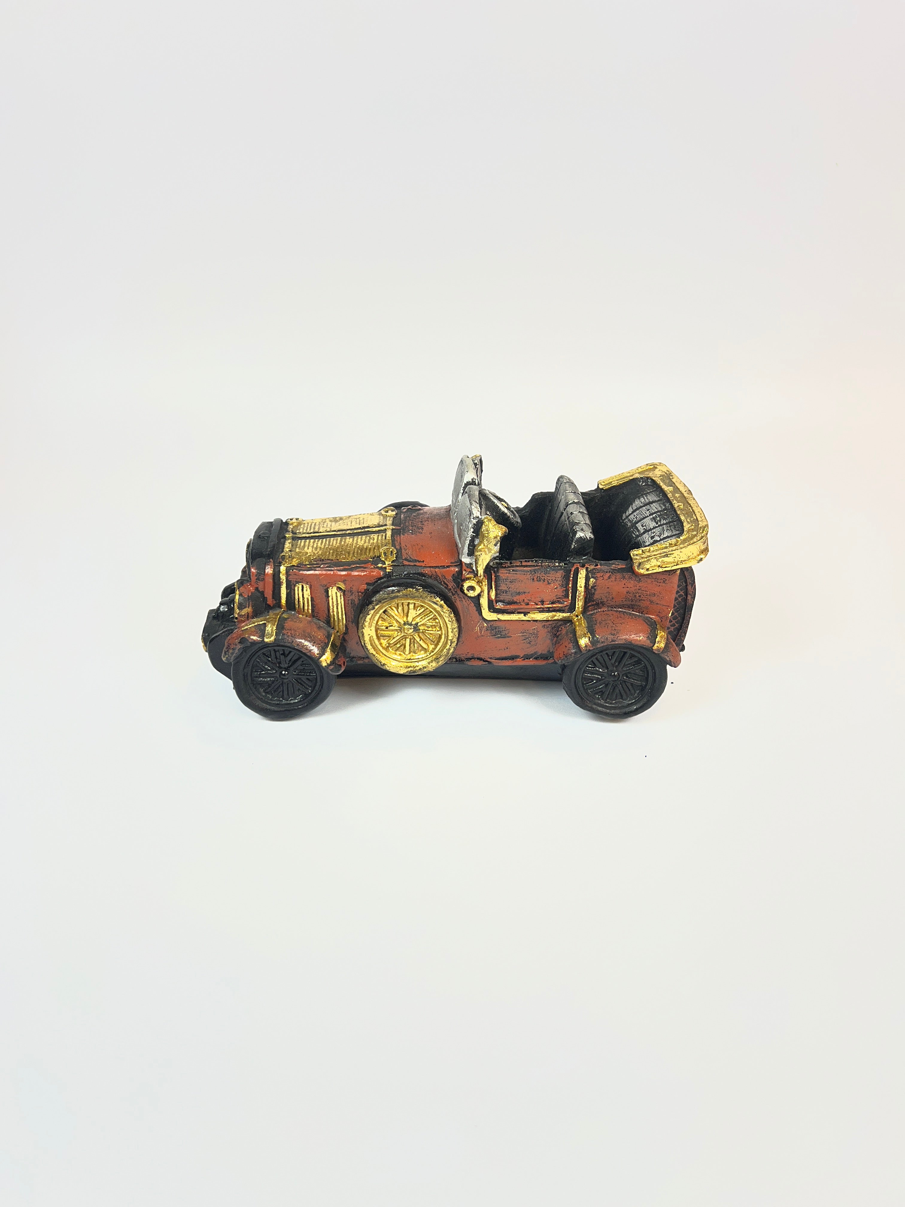 Antique Convertible Car Miniature Figurine - Vintage Auto Fiber Decor