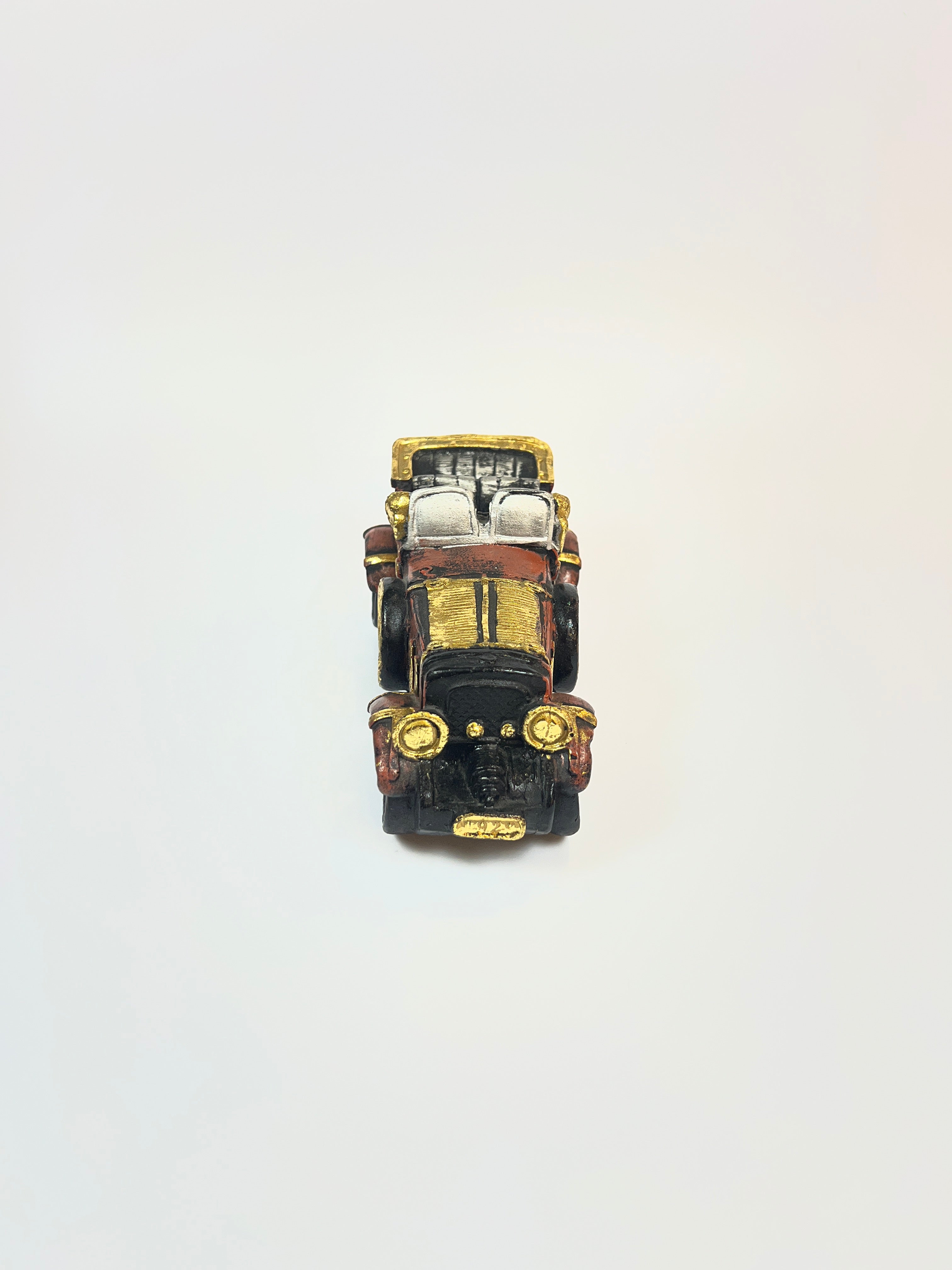 Antique Convertible Car Miniature Figurine - Vintage Auto Fiber Decor