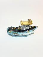 Distressed Fishing Trawler Miniature Figurine - Nautical Fiber Decor
