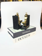 Gilded Butterfly Bookends - Elegant Black &amp; Gold Fiber Decor Set