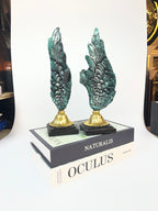 Gilded Angel Wings Bookends - Patina Fiber Decor Set
