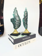 Gilded Angel Wings Bookends - Patina Fiber Decor Set