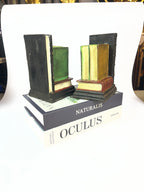 Stacked Antique Books Bookends - Decorative Fiber Set