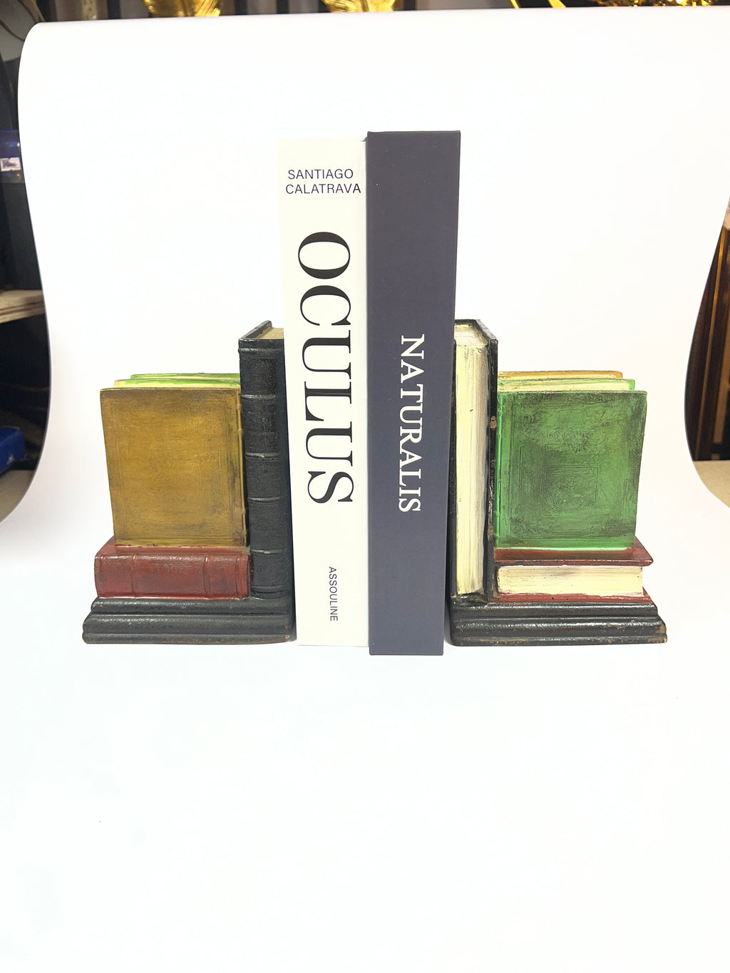 Stacked Antique Books Bookends - Decorative Fiber Set