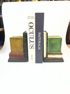 Stacked Antique Books Bookends - Decorative Fiber Set