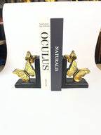 Gilded Butterfly Bookends - Elegant Black &amp; Gold Fiber Decor Set