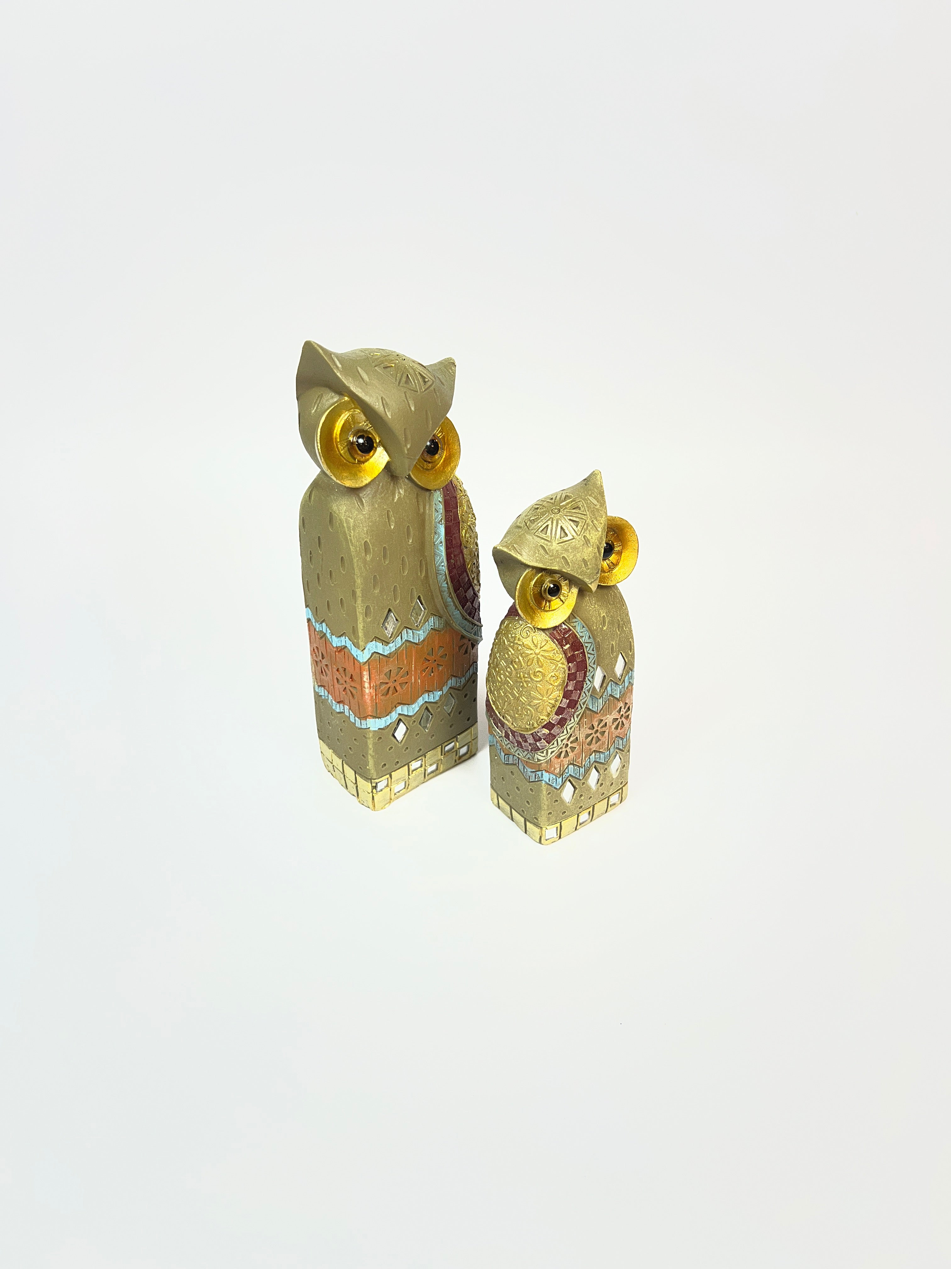 Tribal/Ethnic Owl Figurines (Set of 2)