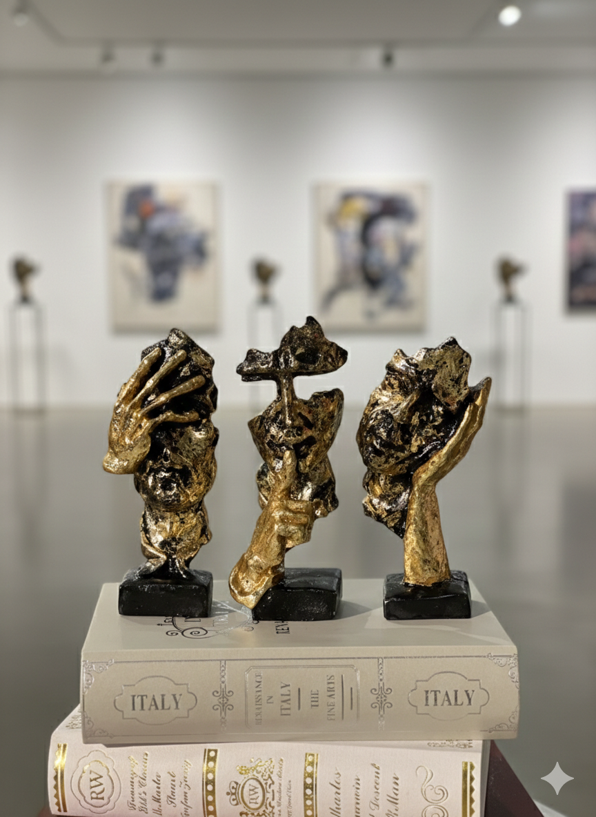 Face Men Sculptures Set Of 3