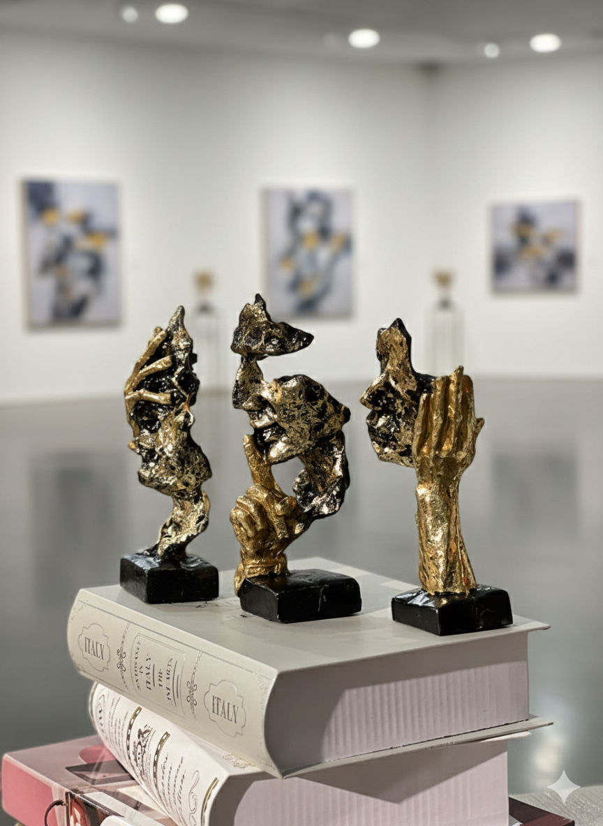 Face Men Sculptures Set Of 3