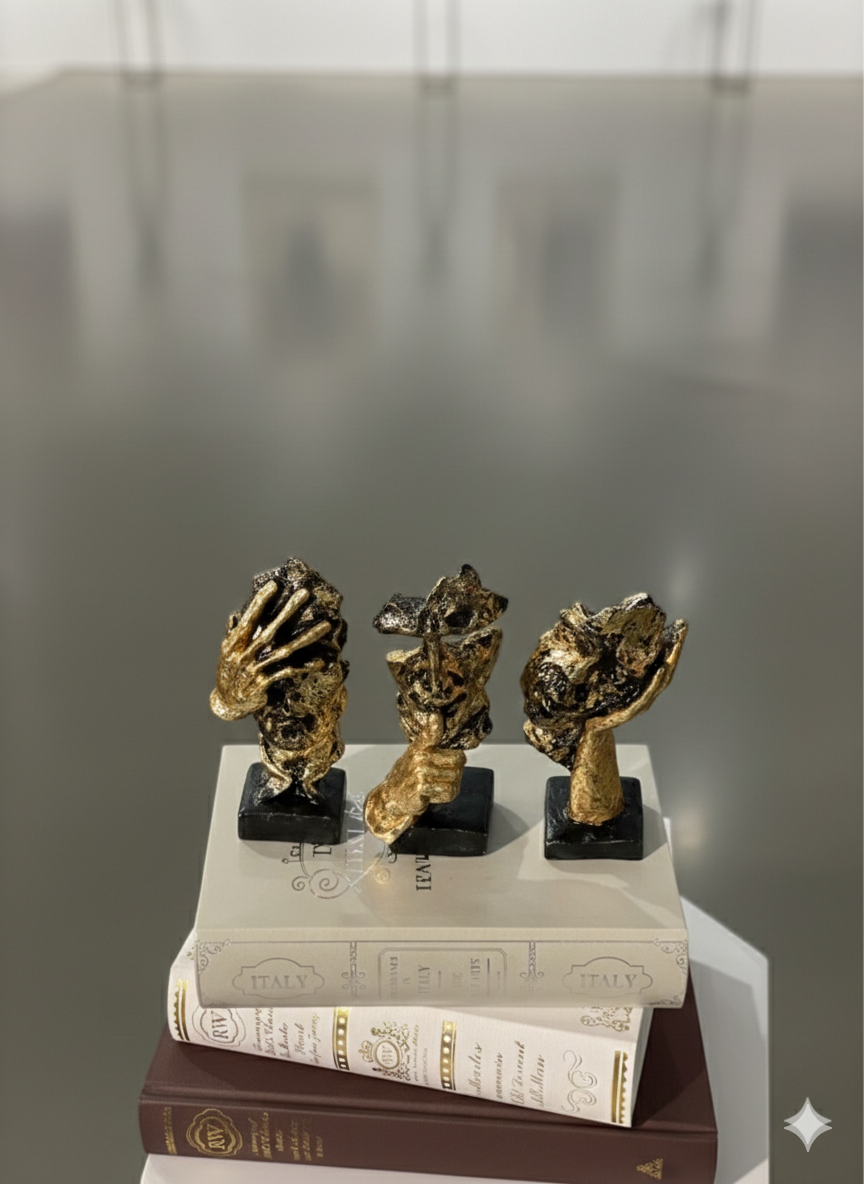 Face Men Sculptures Set Of 3