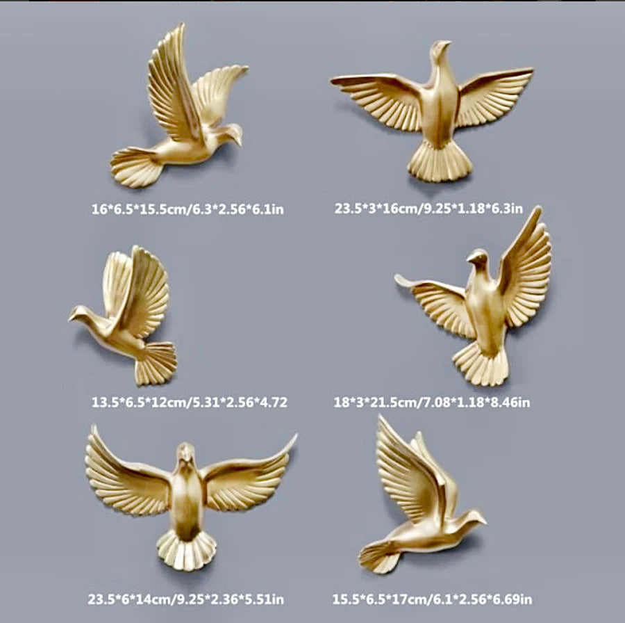 Birds 3D Wall Hanging 6 Piece Sculpture