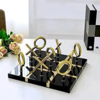 Luxury Gold & Black-White Tic-Tac-Toe Set – Modern Decorative Game Piece