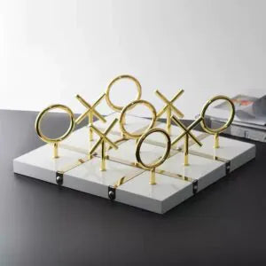Luxury Gold & Black-White Tic-Tac-Toe Set – Modern Decorative Game Piece