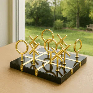 Luxury Gold & Black-White Tic-Tac-Toe Set – Modern Decorative Game Piece